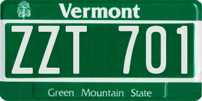 VT license plate ZZT701