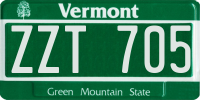 VT license plate ZZT705