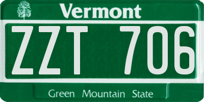 VT license plate ZZT706