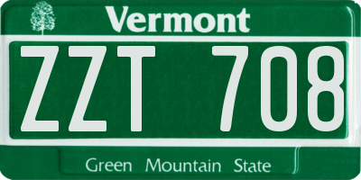 VT license plate ZZT708