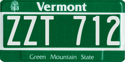 VT license plate ZZT712
