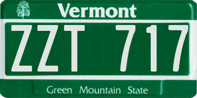 VT license plate ZZT717