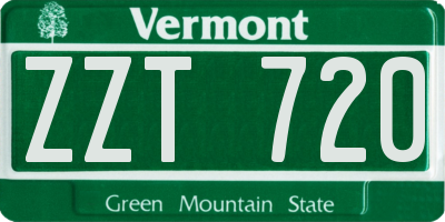 VT license plate ZZT720