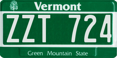 VT license plate ZZT724
