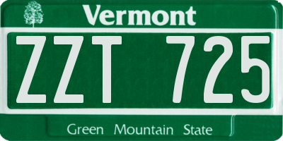 VT license plate ZZT725