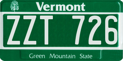VT license plate ZZT726