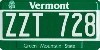 VT license plate ZZT728
