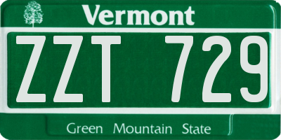VT license plate ZZT729