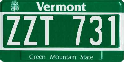 VT license plate ZZT731