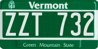 VT license plate ZZT732