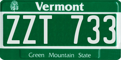 VT license plate ZZT733