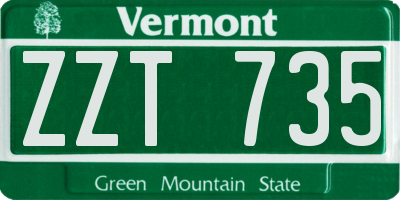 VT license plate ZZT735