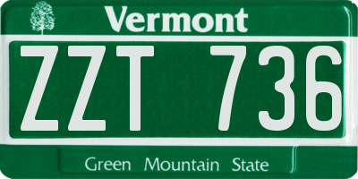 VT license plate ZZT736