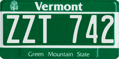 VT license plate ZZT742
