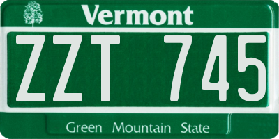 VT license plate ZZT745