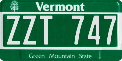 VT license plate ZZT747