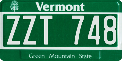 VT license plate ZZT748