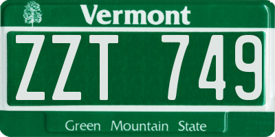 VT license plate ZZT749