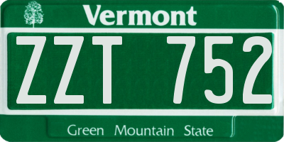 VT license plate ZZT752