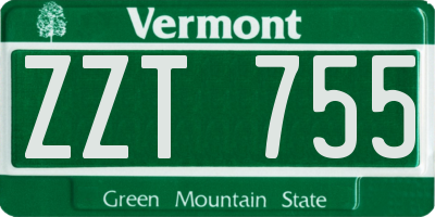 VT license plate ZZT755