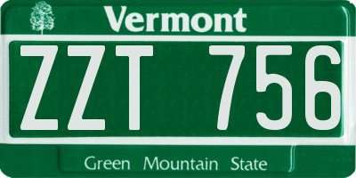 VT license plate ZZT756