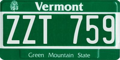 VT license plate ZZT759