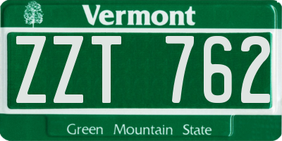 VT license plate ZZT762