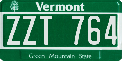 VT license plate ZZT764