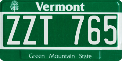 VT license plate ZZT765