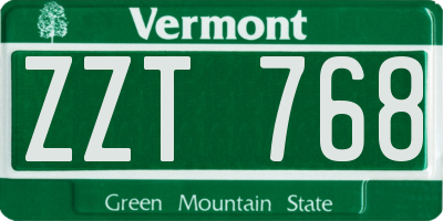 VT license plate ZZT768