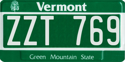 VT license plate ZZT769