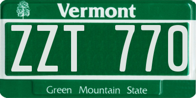 VT license plate ZZT770