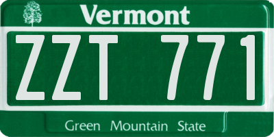 VT license plate ZZT771