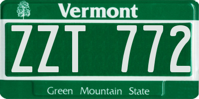 VT license plate ZZT772