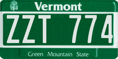 VT license plate ZZT774