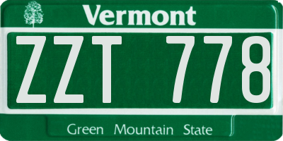 VT license plate ZZT778