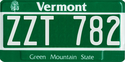 VT license plate ZZT782