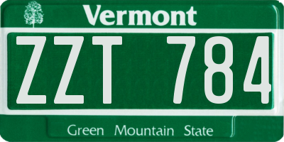 VT license plate ZZT784