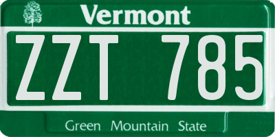 VT license plate ZZT785
