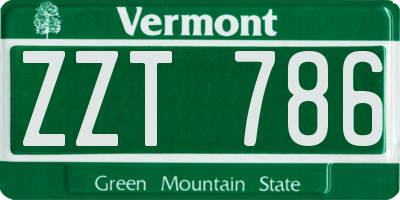 VT license plate ZZT786
