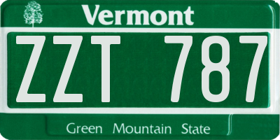 VT license plate ZZT787