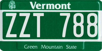 VT license plate ZZT788