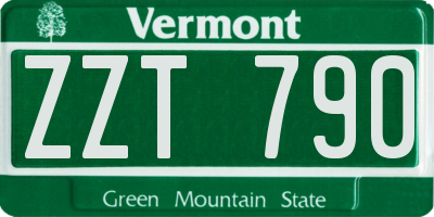 VT license plate ZZT790