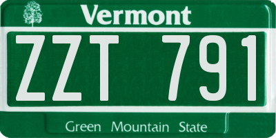 VT license plate ZZT791