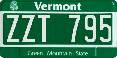 VT license plate ZZT795
