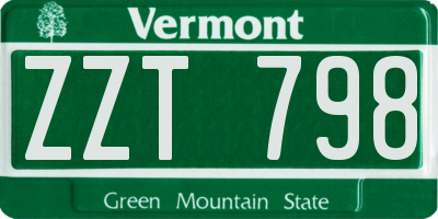 VT license plate ZZT798