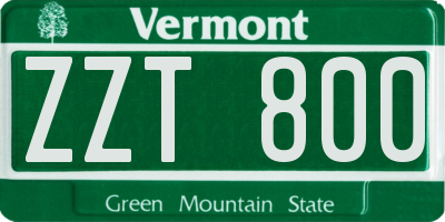 VT license plate ZZT800