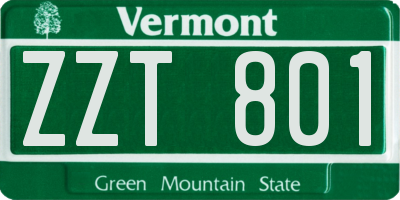VT license plate ZZT801