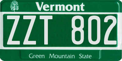 VT license plate ZZT802