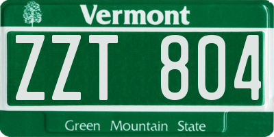 VT license plate ZZT804